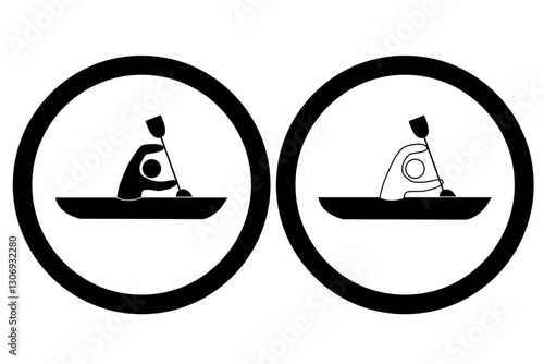 Kayaker Paddling Icons