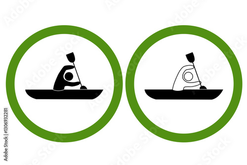 Kayaker Paddling Icons