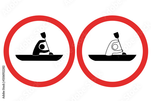 No Kayaking Prohibited Sign Icons
