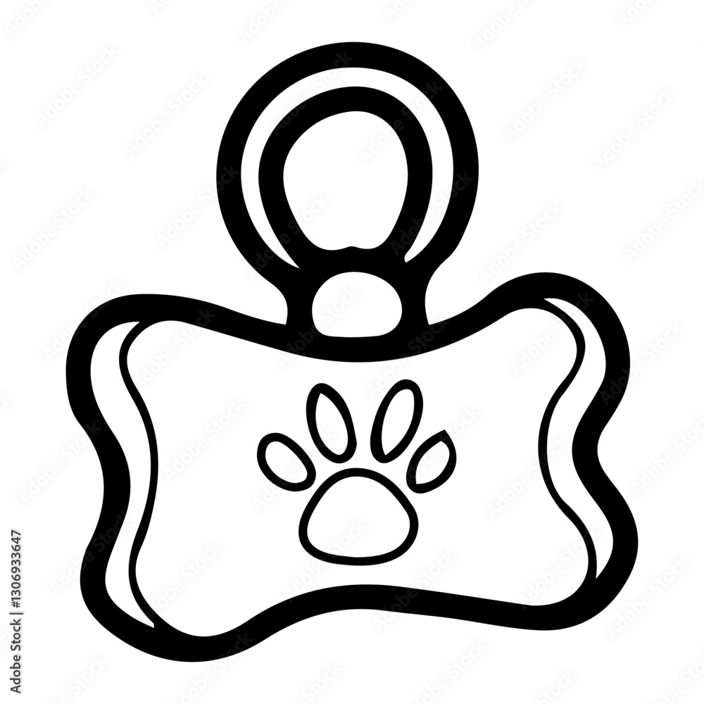 Dog bone keychain. Hand drawn doodle. Address and contact sign. Walking a pet. Animal accessory. Paw print. Vector line art illustration. Dog bone keychain. Hand drawn doodle. Address and contact sign. Walking a pet. Animal accessory. Paw print. Vector line art illustration.