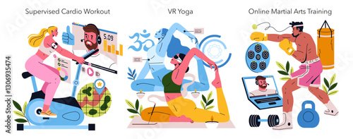 Remote Personal Training. Flat Vector Illustration