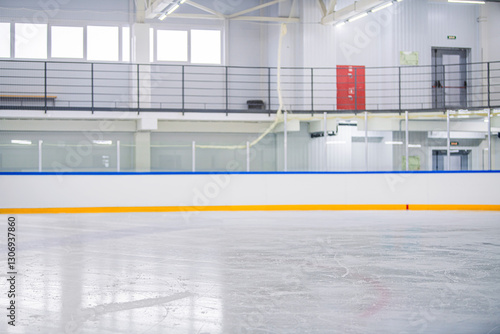 Photography Empty ice rink, ice texture background for product display, indoor ice arena