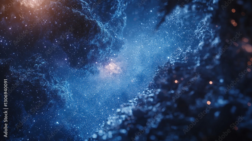 Fototapeta premium Nebula's luminous dust unveiling cosmic wonders in a vast space expanse