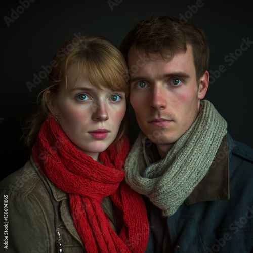 young couple portrait isolated