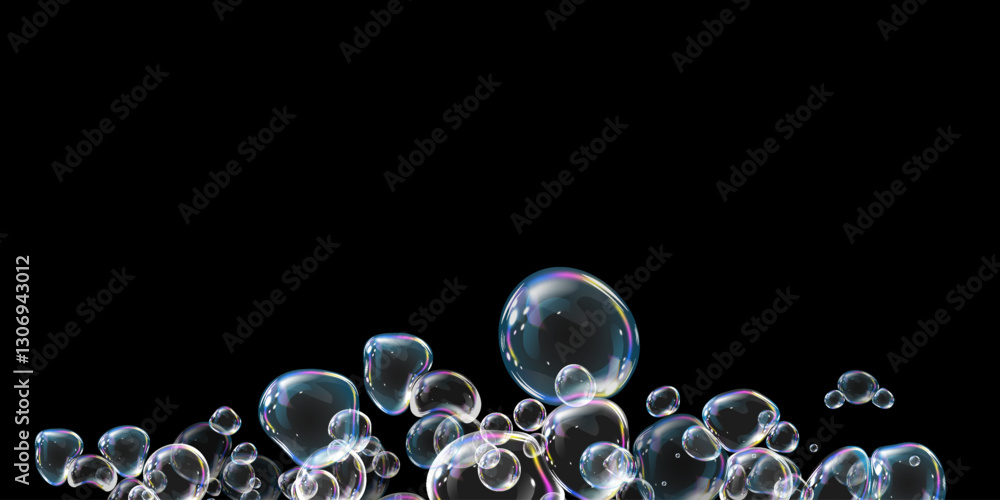 Floating translucent bubbles with prismatic reflections on a dark background. A soft, glowing, and surreal effect, ideal for digital art, fantasy visuals, and creative designs. Floating translucent bubbles with prismatic reflections on a dark background. A soft, glowing, and surreal effect, ideal for digital art, fantasy visuals, and creative designs.