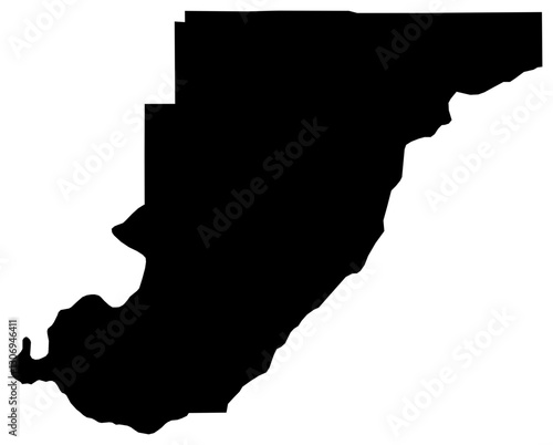 Monroe county Alabama detailed blank black map on transparent background