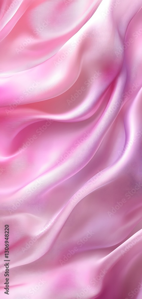 Fototapeta premium Silk Harmony: An artistic close-up reveals the luxurious folds of delicate silk fabric, its pastel hues creating a symphony of texture, light, and graceful movement.