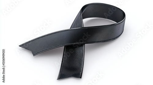 Black Ribbon with Fingerprint Pattern on White Background