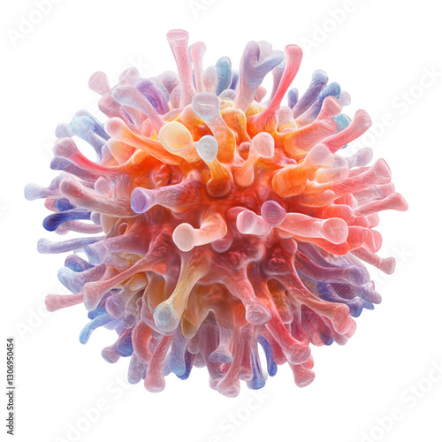 3D Render of a Virus:  Microscopic View of Infection