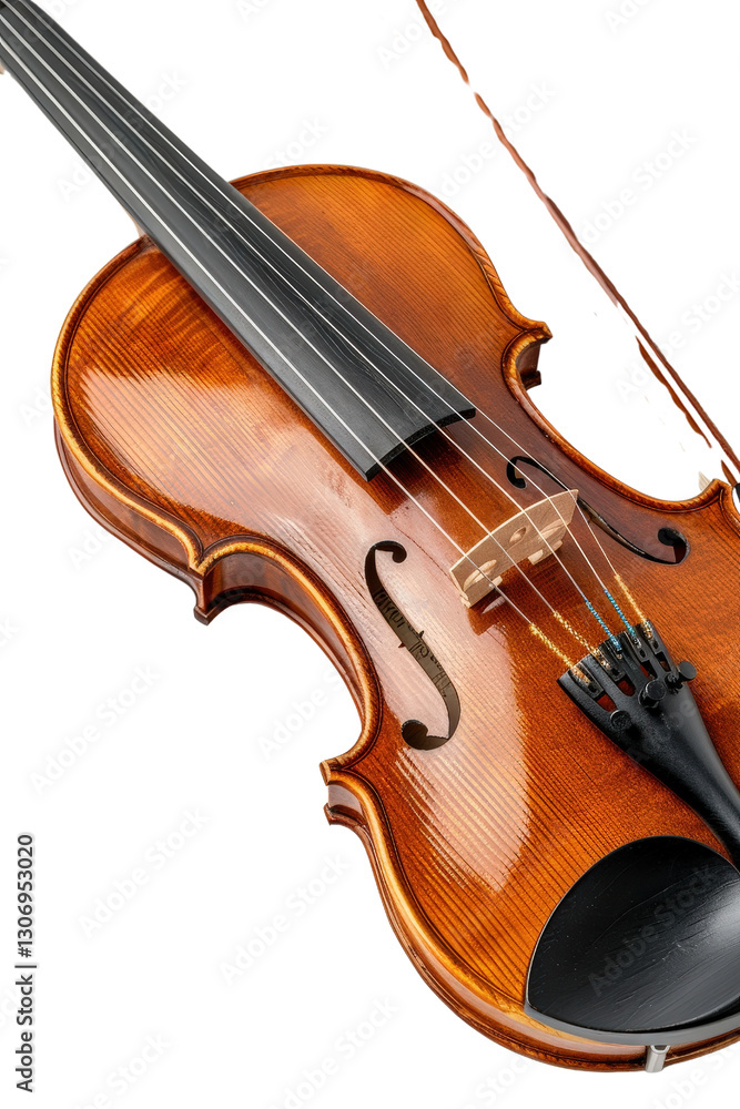 Fototapeta premium Elegant Wood Violin with Warm Tones and Intricate Details Highlighting Craftsmanship and Musical Heritage