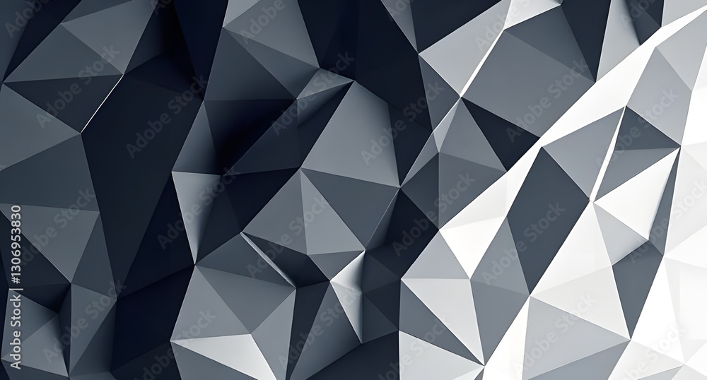 Geometric Triangle Background with Light and Shadow Grayscale Polygons Design Geometric Triangle Background with Light and Shadow Grayscale Polygons Design