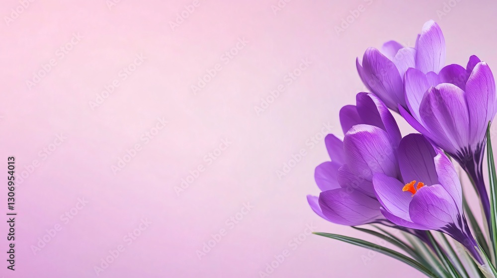 Crocus Bloom on Gradient: Delicate purple crocus flowers gently emerge, set against a soft, graduated backdrop, embodying the beauty and freshness of spring. Crocus Bloom on Gradient: Delicate purple crocus flowers gently emerge, set against a soft, graduated backdrop, embodying the beauty and freshness of spring.