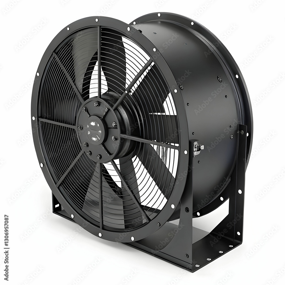 An industrial black fan is a powerful ventilation tool used in large spaces An industrial black fan is a powerful ventilation tool used in large spaces