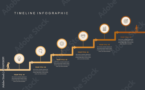 Business road map timeline infographic concept. with icons and 6 options, Corporate milestones graphic elements. workflow layout, diagram, report, web design. Creative, vector