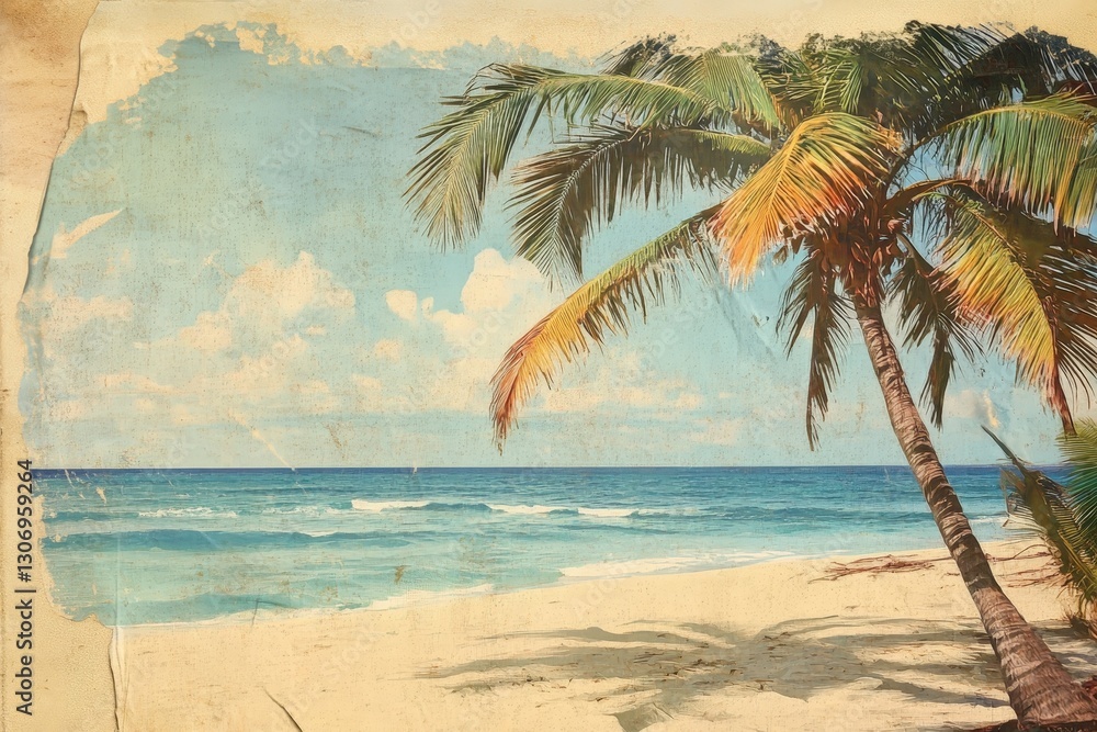 Fototapeta premium A beautiful beach scene with palm trees and the ocean