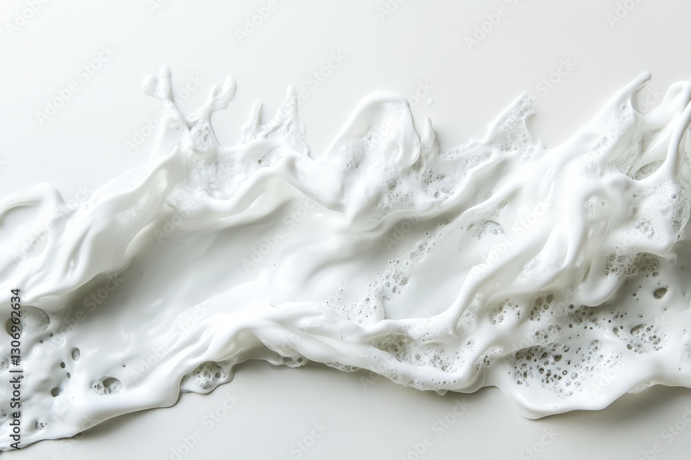 A white liquid splash creating an abstract pattern on surface A white liquid splash creating an abstract pattern on surface