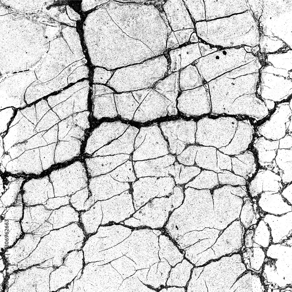Fototapeta premium Cracked white texture with bold fractures and rough surface details