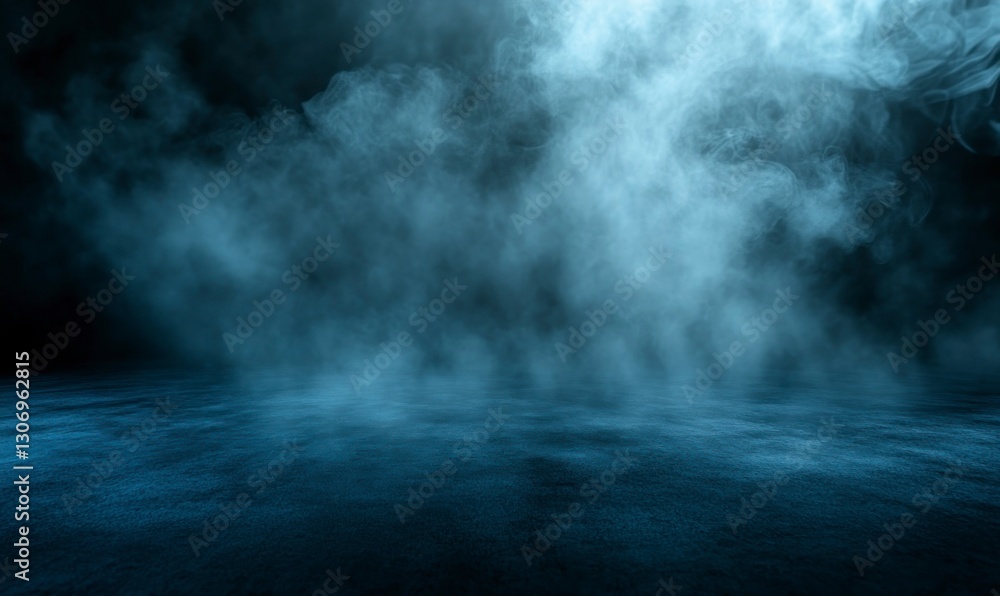 Atmospheric Smoke Over Dark Floor Creating a Dramatic Foggy Effect Atmospheric Smoke Over Dark Floor Creating a Dramatic Foggy Effect