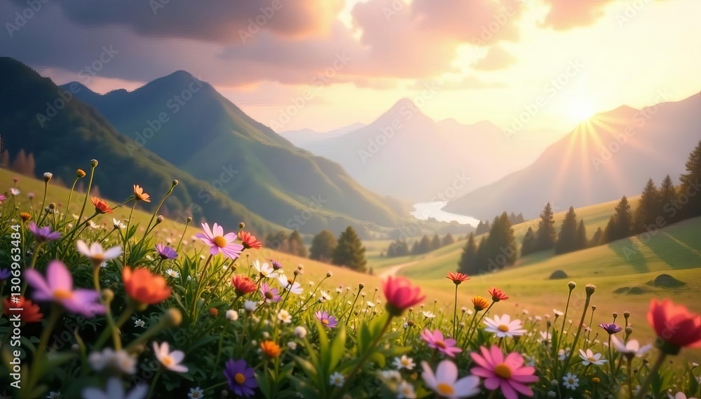 Fototapeta premium Soft focus, ethereal landscape, blurry movement, overlay, magical