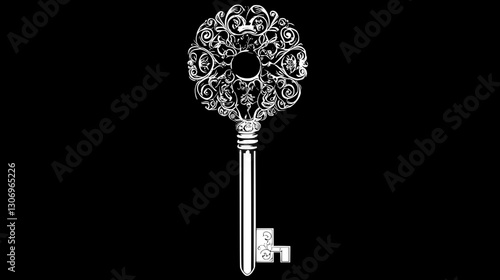 Ornate Golden Key Design