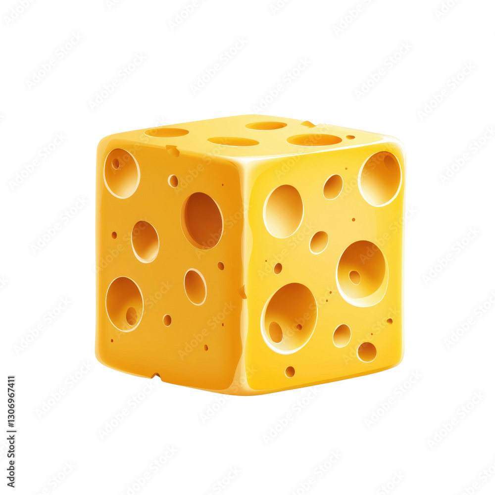 Realistic and Playful Yellow Cheese Cube with Holes on Transparent Background Perfect for Food Illustrations and Culinary Designs Realistic and Playful Yellow Cheese Cube with Holes on Transparent Background Perfect for Food Illustrations and Culinary Designs