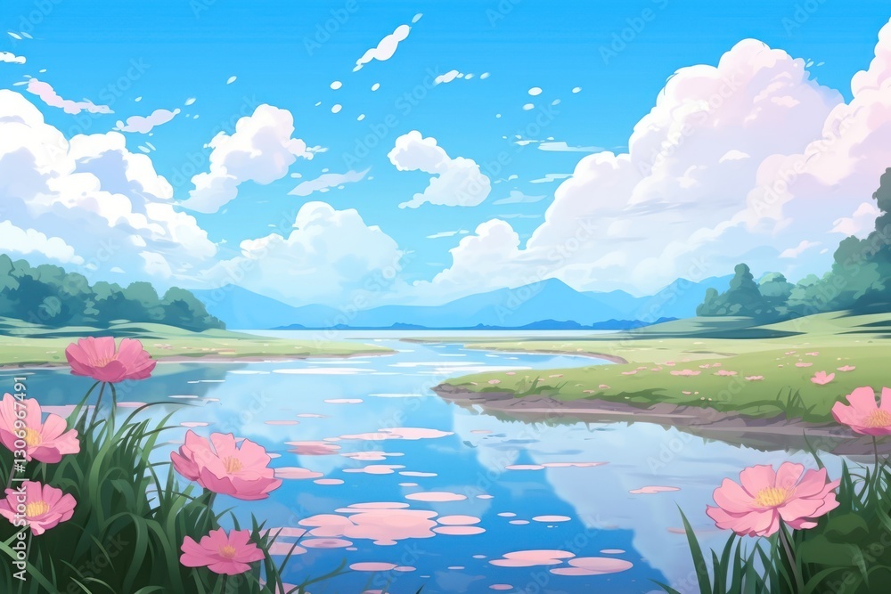 Fototapeta premium Lotus pond landscape outdoors nature.