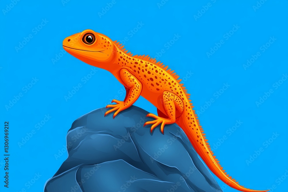 Obraz premium A sleek digital icon of a lizard climbing up a rock
