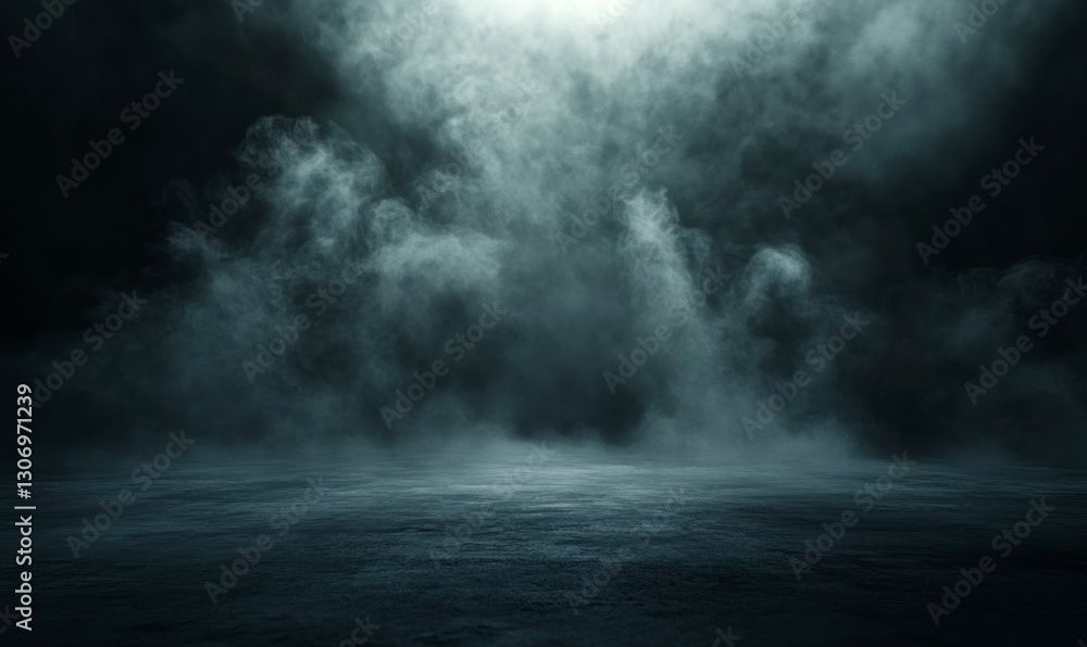 Fototapeta premium Eerie Smoke on Dark Empty Stage Background for Dramatic Effect