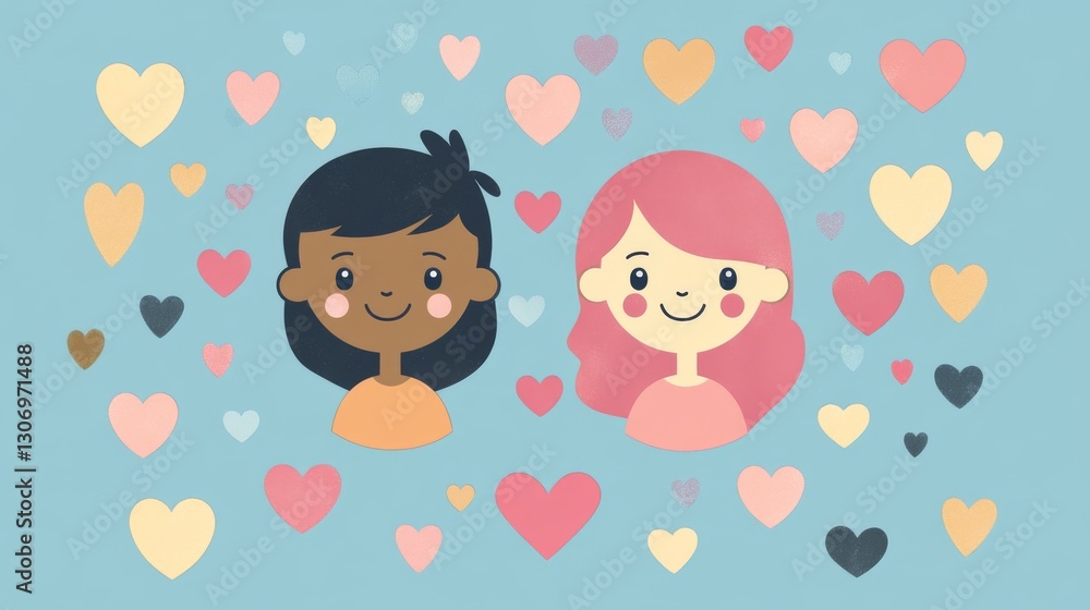 109.Illustration with symbol of love and different genders symbols 109.Illustration with symbol of love and different genders symbols