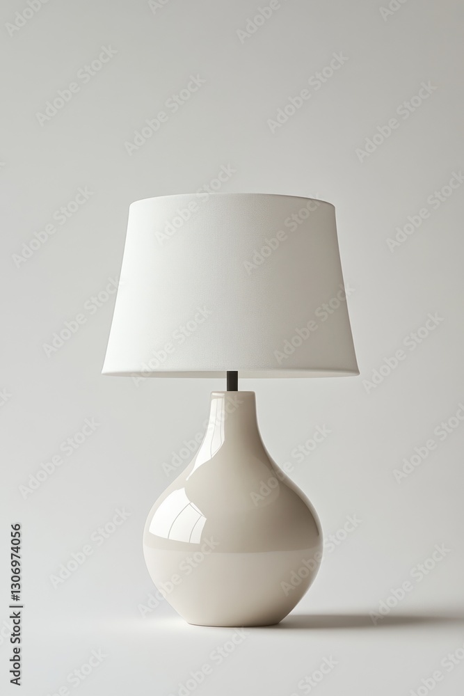 Beige table lamp, minimalist design, white shade, light background, home decor Beige table lamp, minimalist design, white shade, light background, home decor