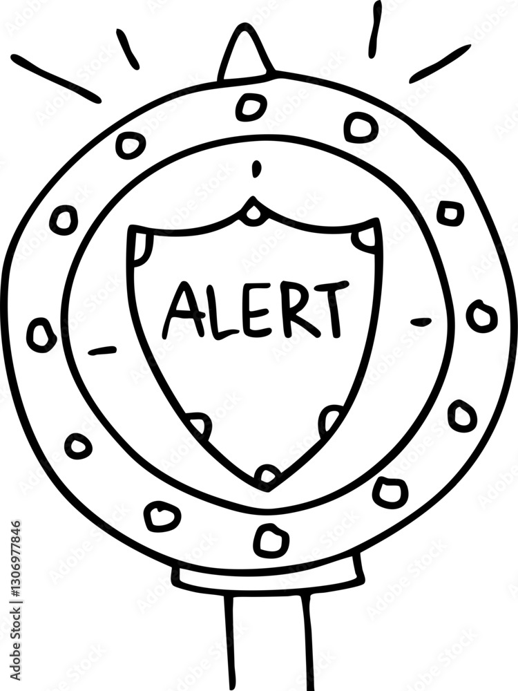 Obraz premium Alert signal with shield design, emitting rays for emphasis.