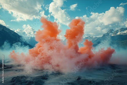 Colorful Smoke Flowing Smoothly in Vibrant Waves of Blue, Pink, Orange, and R...