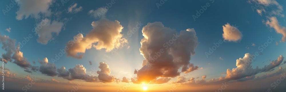 custom made wallpaper toronto digitalGolden sunset sky pano with cumulus clouds. Seamless HDR panorama in spherical equirectangular format. Complete zenith for 3D visualization. Game and sky replacement for aerial drone 360 panoramas.