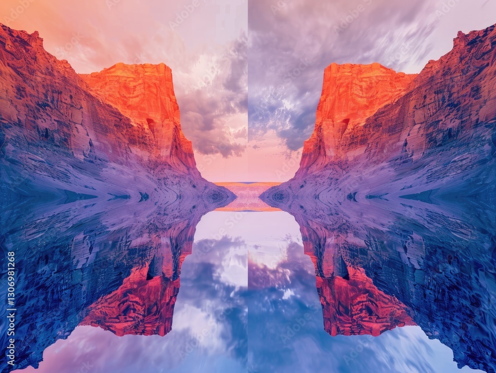 custom made wallpaper toronto digitalSymmetrical canyon reflection creating a mesmerizing abstract vista