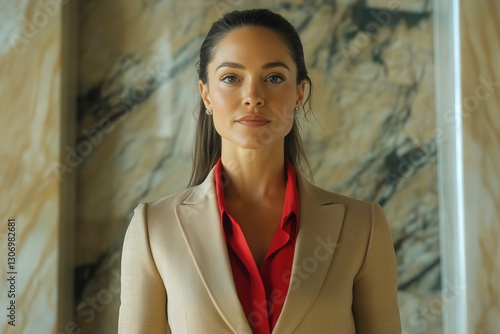 Model Posing in Tailored Suit With Sunlight Illuminating a Studio Background ...