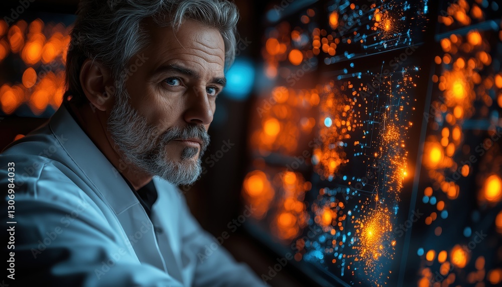 Agentic AI Expert Analyzing Digital Data Flow on Screen Display - Futuristic Technology Agentic AI Expert Analyzing Digital Data Flow on Screen Display - Futuristic Technology