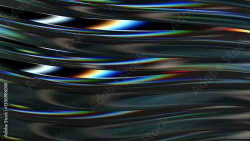 Modern art abstract background with blue purple chrome refraction water-like curves