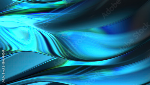 Modern art abstract background made of blue purple chrome refracted water-like curves