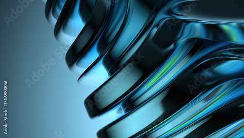 Blue purple chrome refraction water-like modern curve luxury artistic abstract background