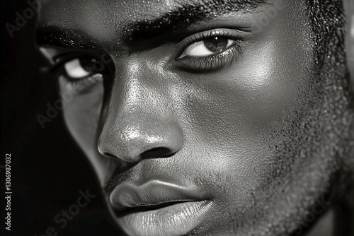 Close-up Portrait of a Person With Striking Eyes and Freckles in Artistic Mon...