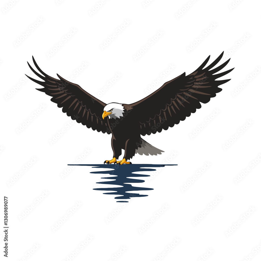 Fototapeta premium Bald Eagle Hunting Over Water