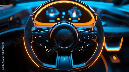 Car steering wheel with multimedia controls