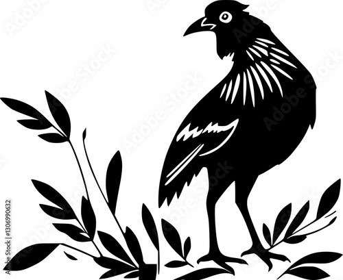 Junglefowl Silhouette for Minimalist, Clean, and Simple Graphics