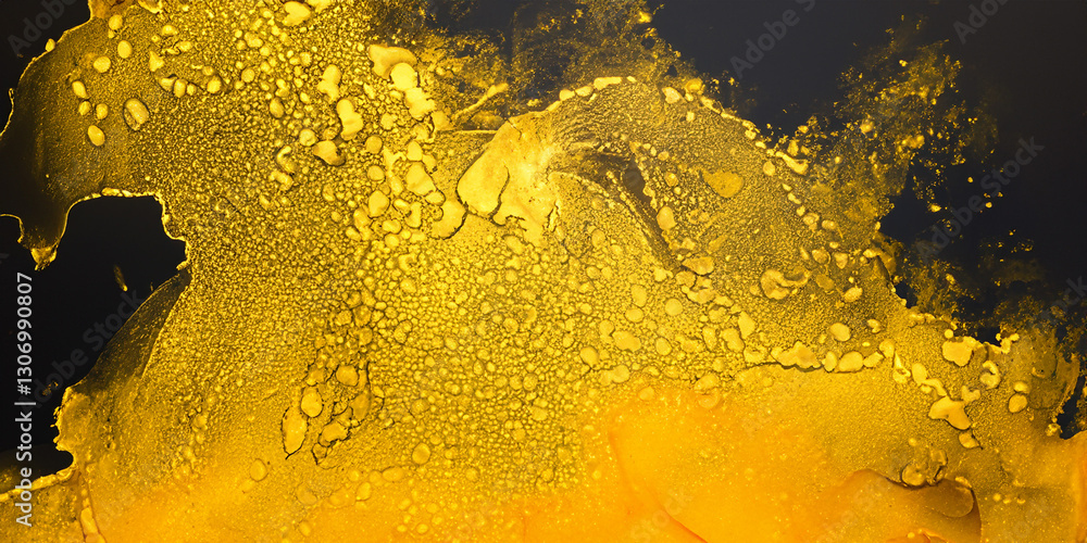 Obraz premium The dominant colors are deep black and shimmering gold. The gold appears to be scattered and flowing across the black background, creating a sense of movement and depth. 