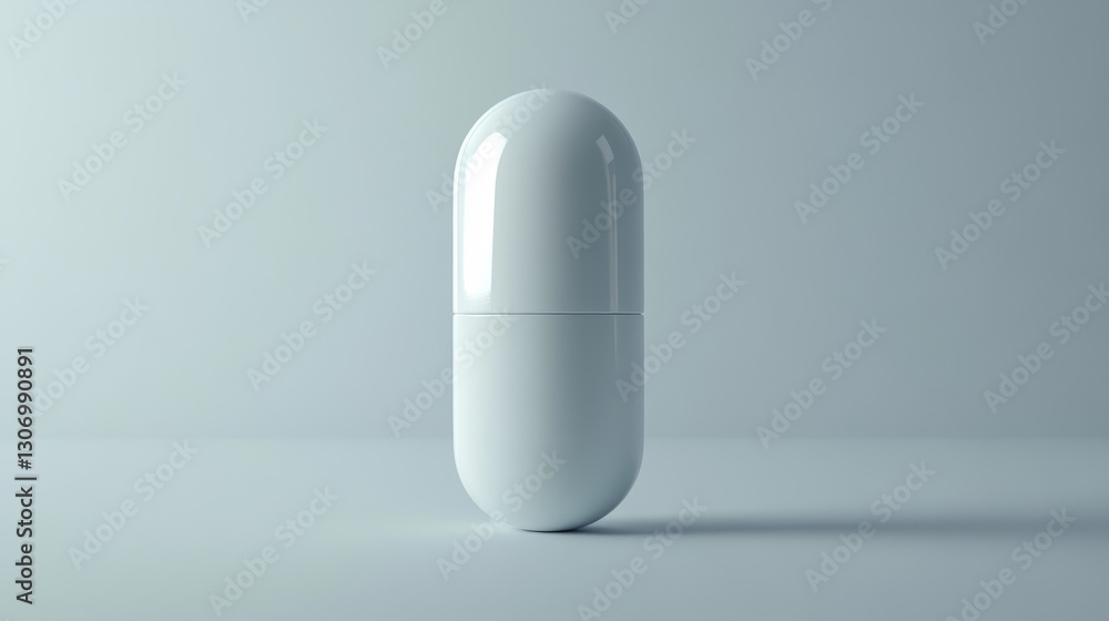 A single white pill on a solid light gray background, clean and minimalist, ultra-detailed, 4k A single white pill on a solid light gray background, clean and minimalist, ultra-detailed, 4k