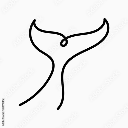 One continuous line drawing of giant tail whale for water aquatic park logo identity. Big ocean mammal animal mascot concept for environment organization. Single line draw design vector illustration