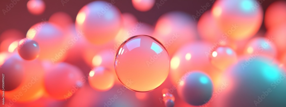 Abstract close-up of colorful translucent spheres with a gradient of warm and cool tones creating a dreamy and ethereal atmosphere for design projects Abstract close-up of colorful translucent spheres with a gradient of warm and cool tones creating a dreamy and ethereal atmosphere for design projects