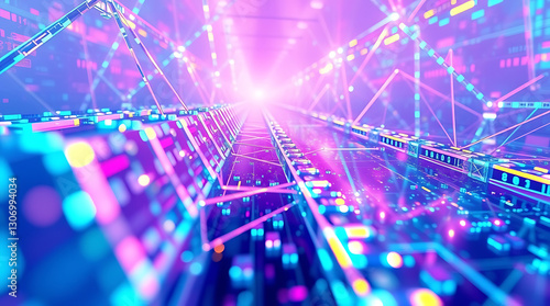 hyper realistic visual of parallel blockchain technology, created by generative ai