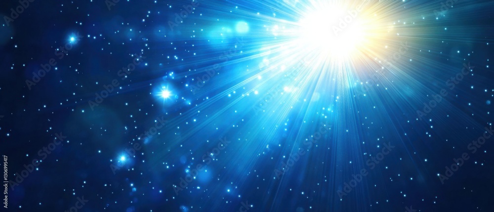 Ethereal blue light rays and sparkling stars create a magical cosmic background, evoking a sense of wonder, spirituality, and celestial beauty Ethereal blue light rays and sparkling stars create a magical cosmic background, evoking a sense of wonder, spirituality, and celestial beauty