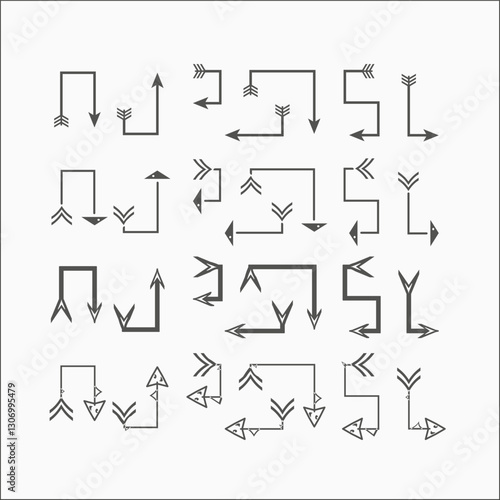 Arrow icon set. arrow. Arrows big black set icons. Modern simple arrows. cursor. different arrow signs. Black direction pointer. Arrow set. Vector illustration set